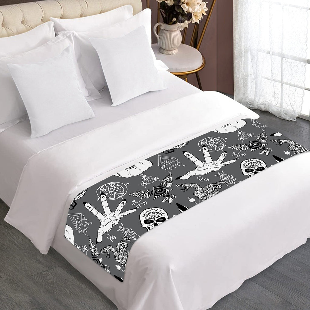 Gothic Wicca Curse Print Bed Runner