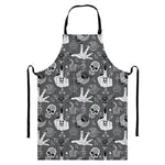 Gothic Wicca Curse Print Bib Apron With Pocket
