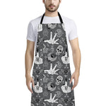 Gothic Wicca Curse Print Bib Apron With Pocket