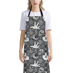 Gothic Wicca Curse Print Bib Apron With Pocket