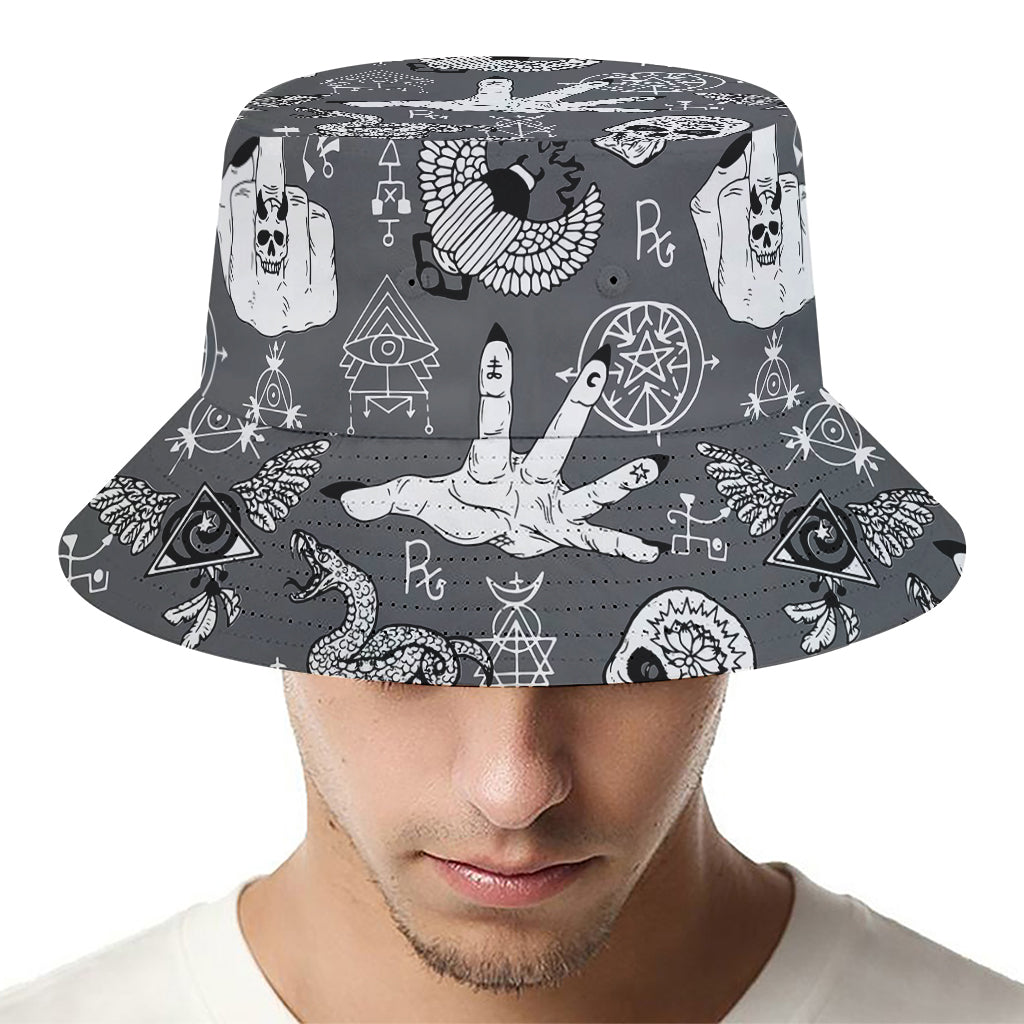 Gothic Wicca Curse Print Bucket Hat