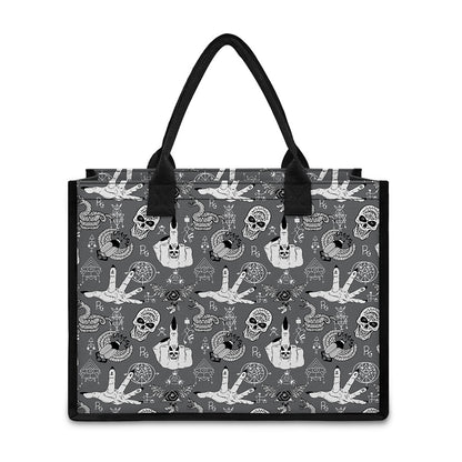 Gothic Wicca Curse Print Canvas Tote Bag