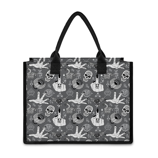 Gothic Wicca Curse Print Canvas Tote Bag