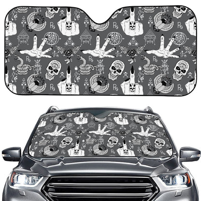 Gothic Wicca Curse Print Car Windshield Sun Shade