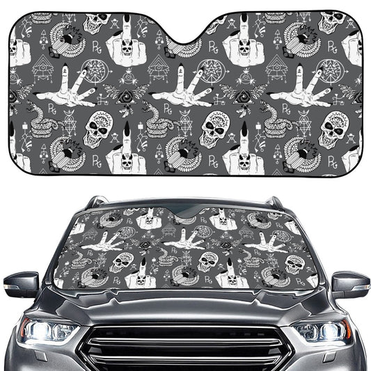 Gothic Wicca Curse Print Car Windshield Sun Shade