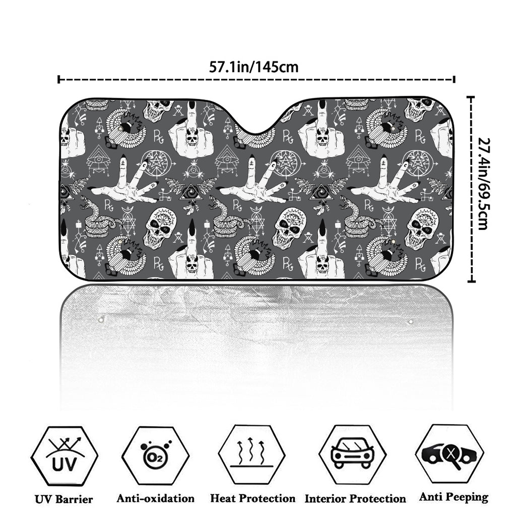 Gothic Wicca Curse Print Car Windshield Sun Shade