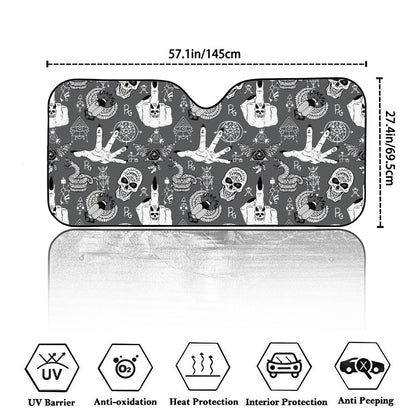 Gothic Wicca Curse Print Car Windshield Sun Shade