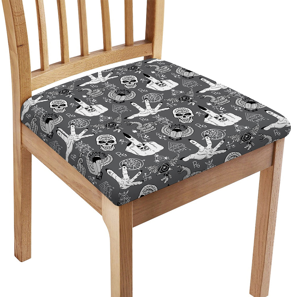 Gothic Wicca Curse Print Chair Cushion Cover