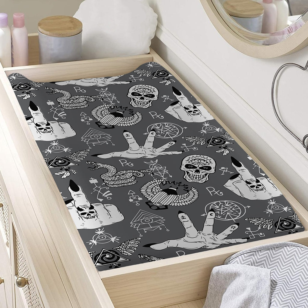 Gothic Wicca Curse Print Changing Pad Cover