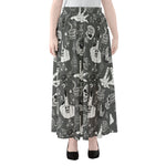 Gothic Wicca Curse Print Chiffon Maxi Skirt