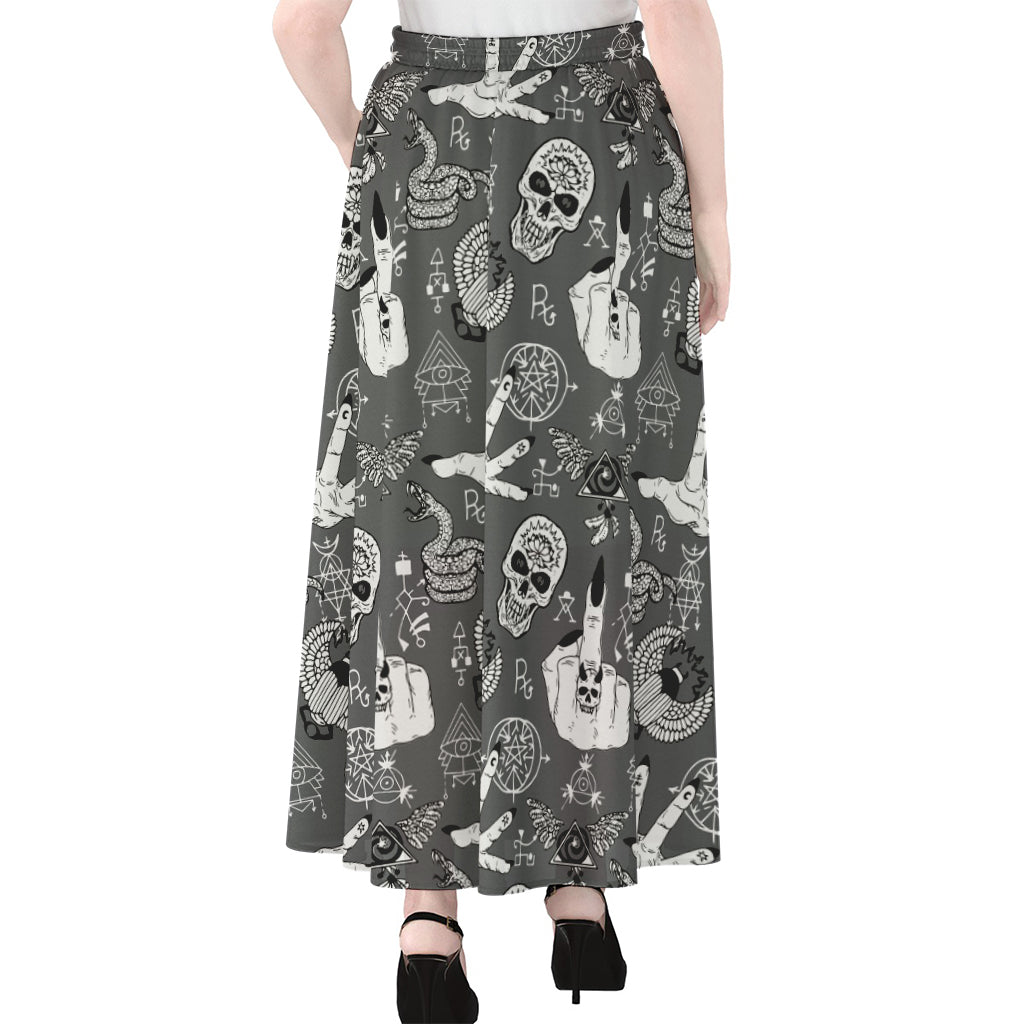 Gothic Wicca Curse Print Chiffon Maxi Skirt