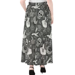 Gothic Wicca Curse Print Chiffon Maxi Skirt