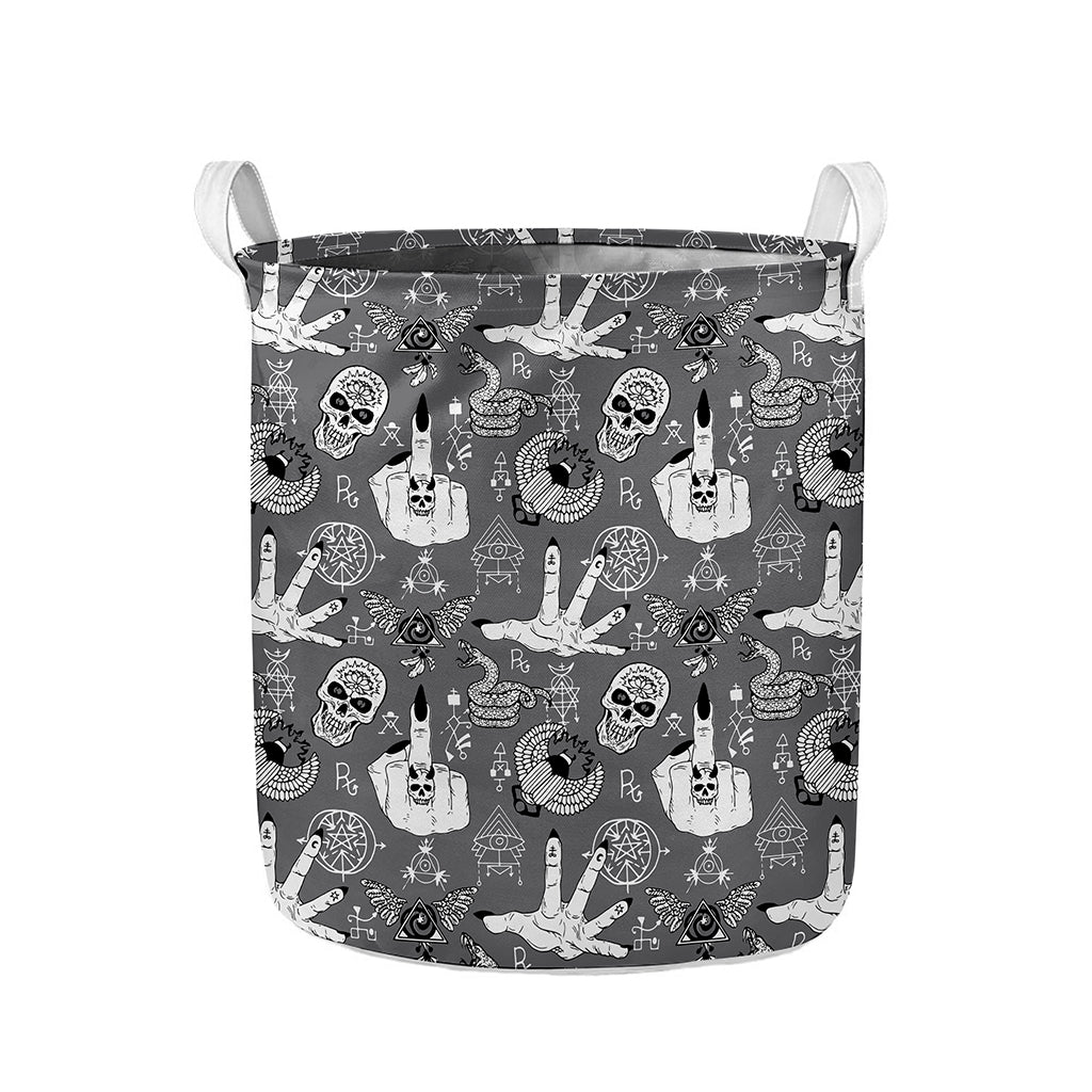 Gothic Wicca Curse Print Collapsible Laundry Basket