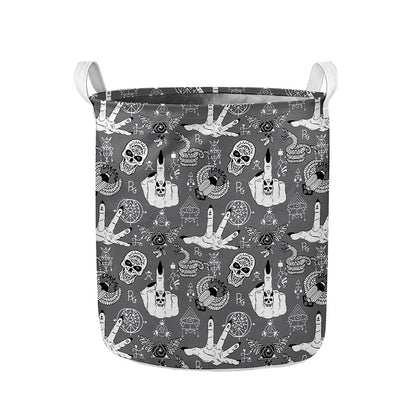 Gothic Wicca Curse Print Collapsible Laundry Basket