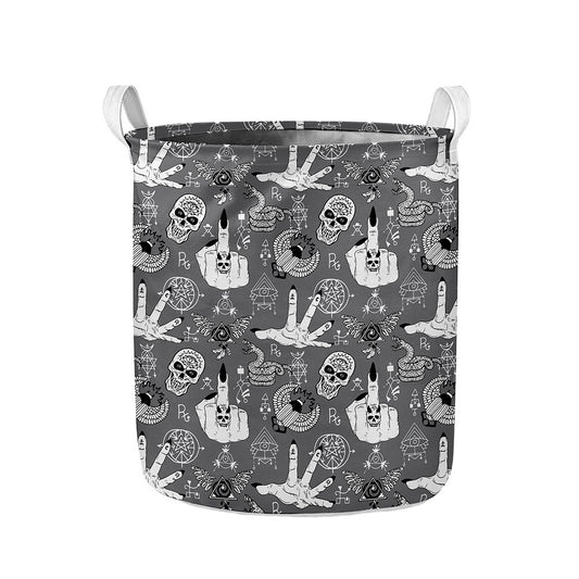 Gothic Wicca Curse Print Collapsible Laundry Basket