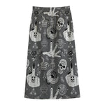 Gothic Wicca Curse Print Cotton Front Slit Maxi Skirt