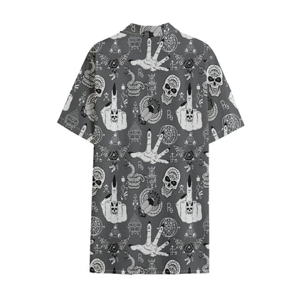 Gothic Wicca Curse Print Cotton Hawaiian Shirt