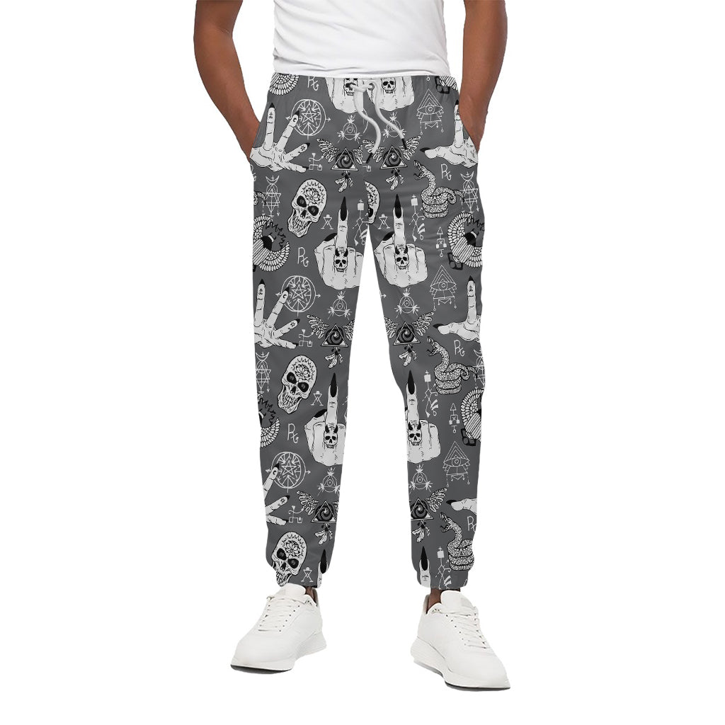 Gothic Wicca Curse Print Cotton Pants