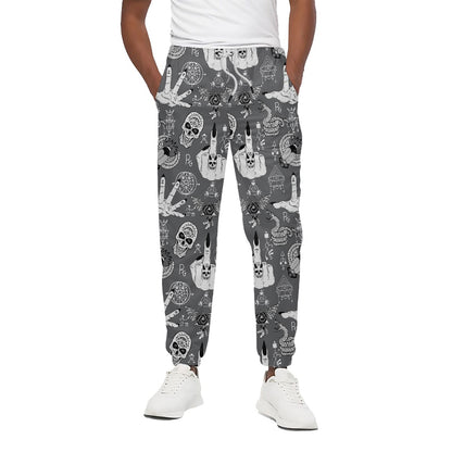 Gothic Wicca Curse Print Cotton Pants