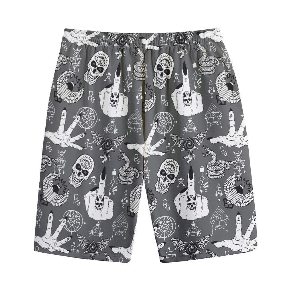 Gothic Wicca Curse Print Cotton Shorts