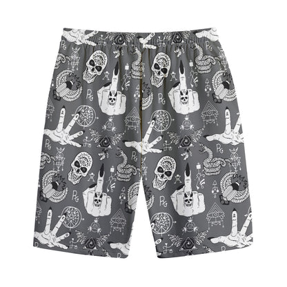 Gothic Wicca Curse Print Cotton Shorts