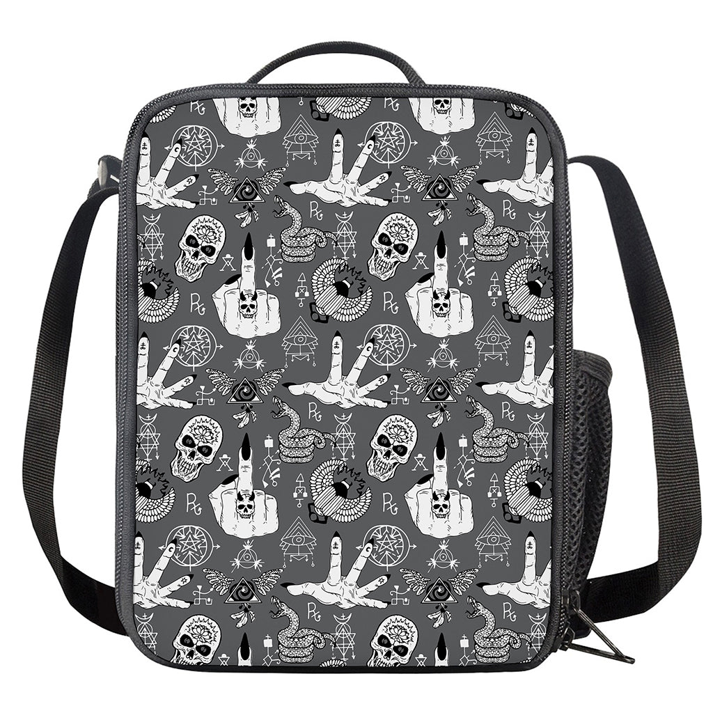 Gothic Wicca Curse Print Crossbody Lunch Bag