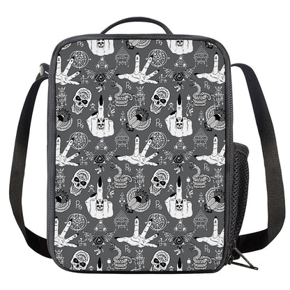 Gothic Wicca Curse Print Crossbody Lunch Bag