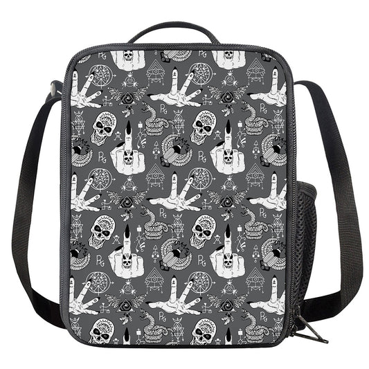 Gothic Wicca Curse Print Crossbody Lunch Bag