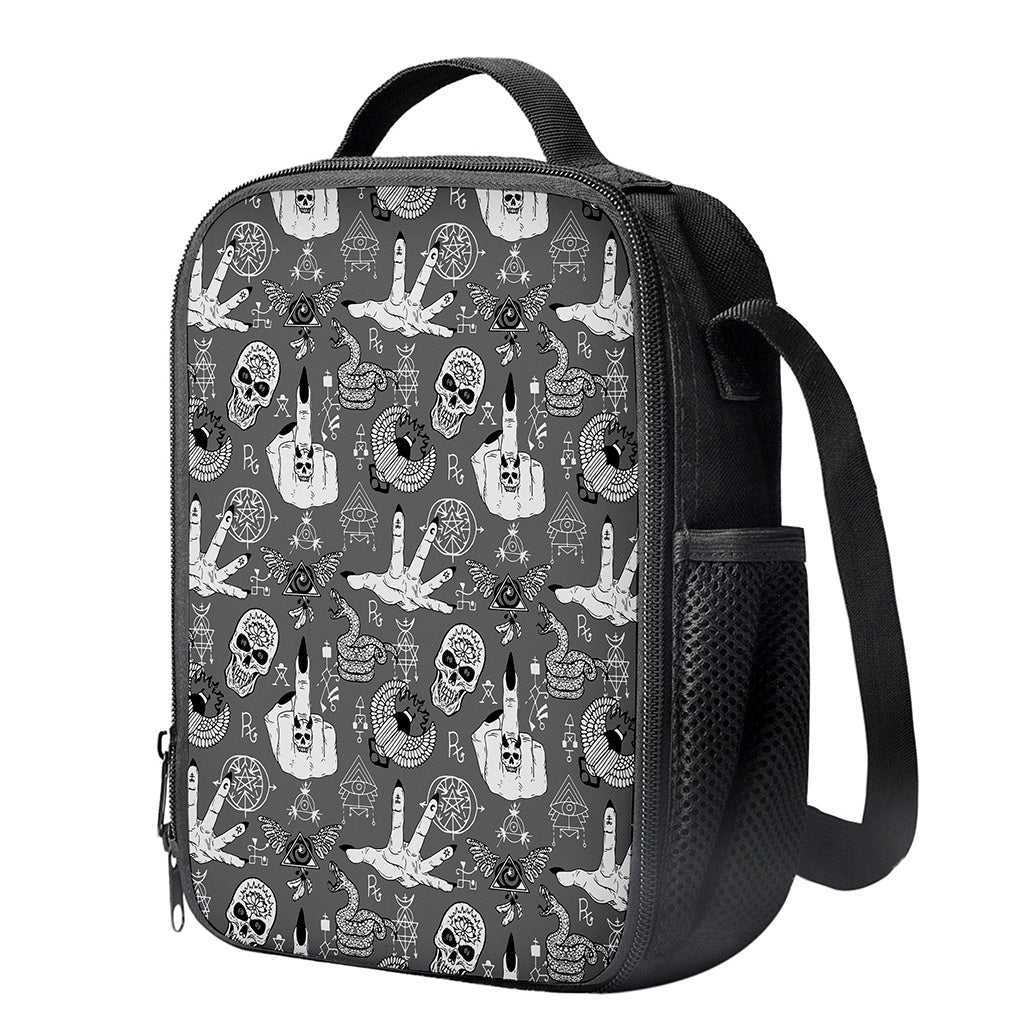 Gothic Wicca Curse Print Crossbody Lunch Bag