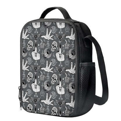 Gothic Wicca Curse Print Crossbody Lunch Bag