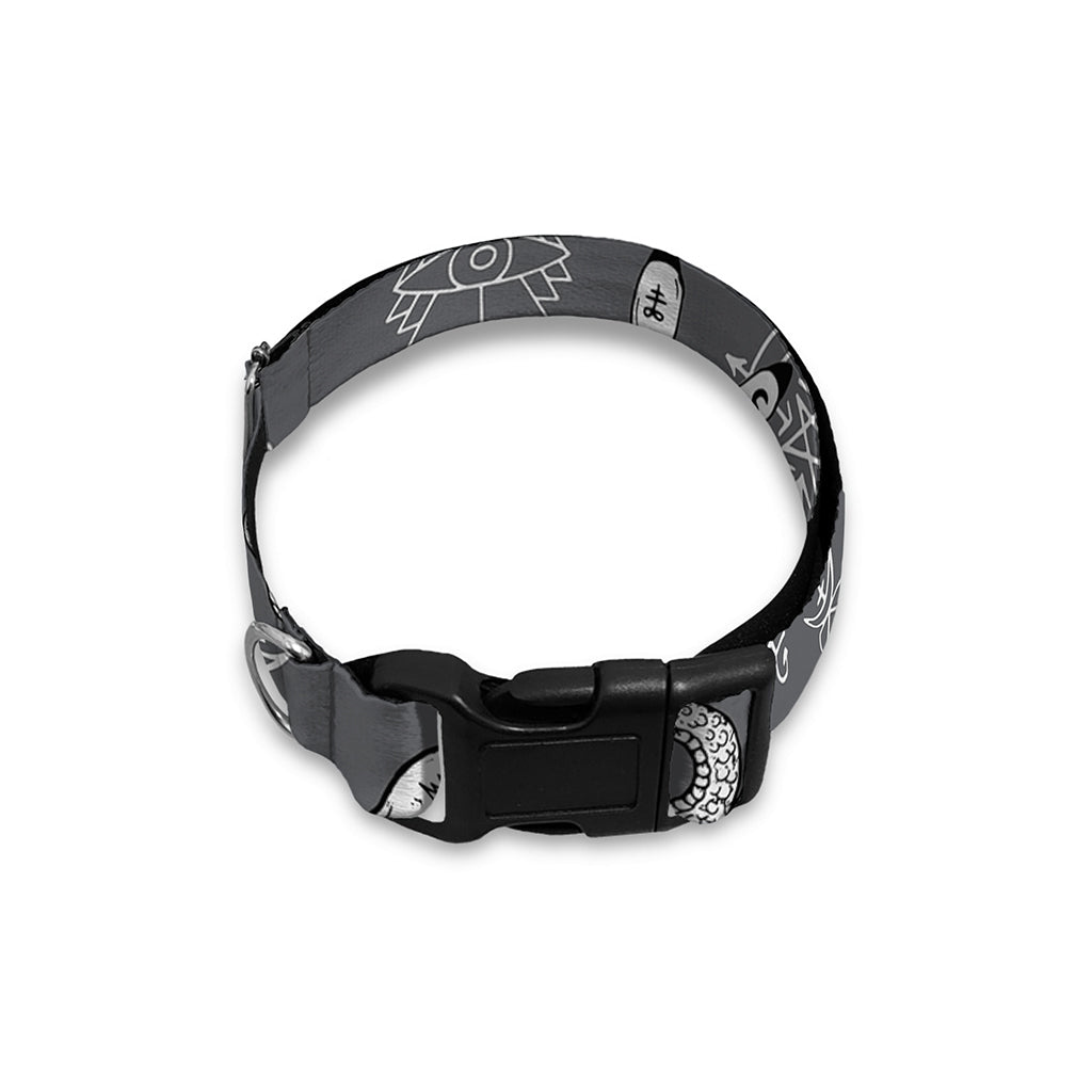 Gothic Wicca Curse Print Dog Collar