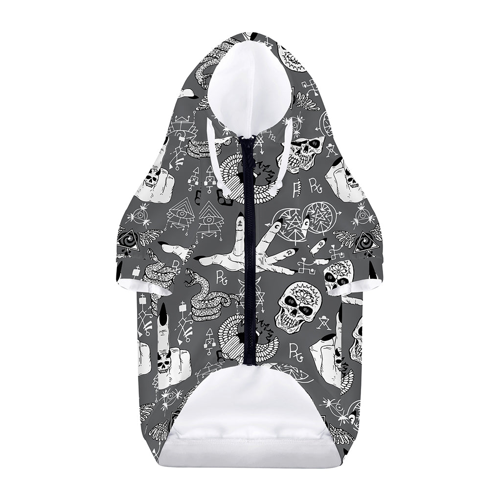 Gothic Wicca Curse Print Dog Zip Up Hoodie