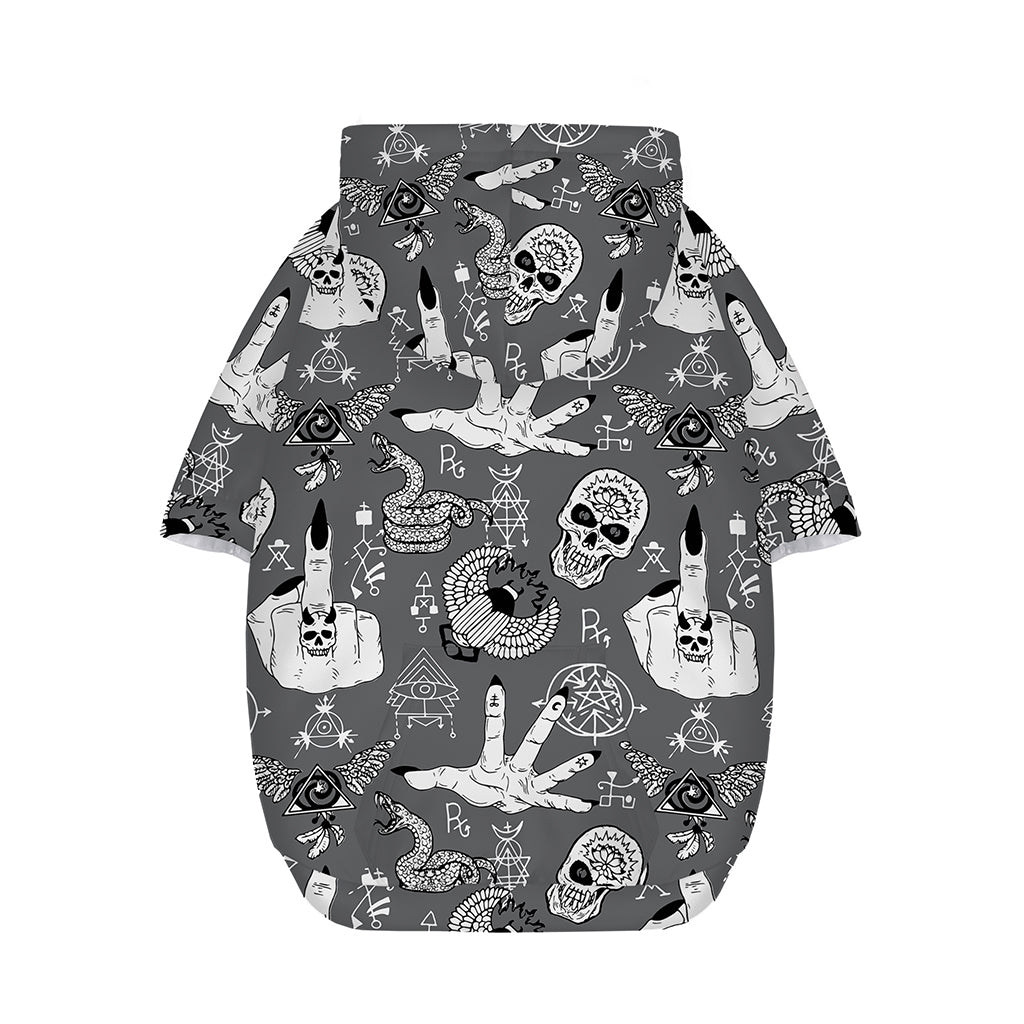Gothic Wicca Curse Print Dog Zip Up Hoodie