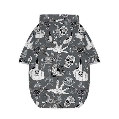 Gothic Wicca Curse Print Dog Zip Up Hoodie