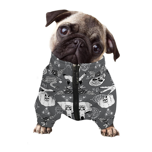 Gothic Wicca Curse Print Dog Zip Up Jacket