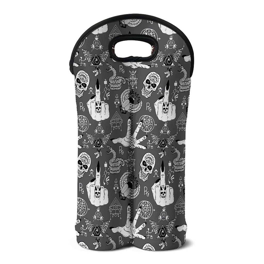 Gothic Wicca Curse Print Double Neoprene Wine Tote