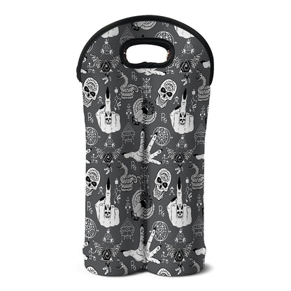 Gothic Wicca Curse Print Double Neoprene Wine Tote