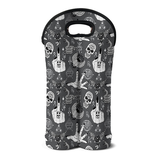 Gothic Wicca Curse Print Double Neoprene Wine Tote