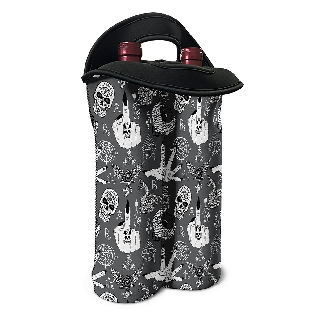Gothic Wicca Curse Print Double Neoprene Wine Tote