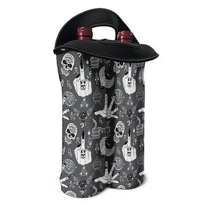 Gothic Wicca Curse Print Double Neoprene Wine Tote