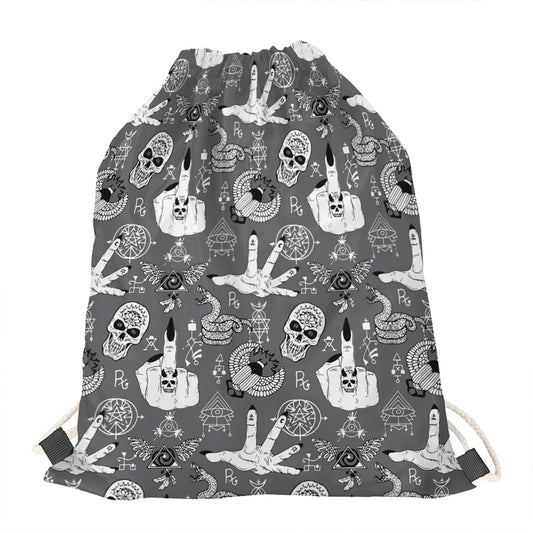 Gothic Wicca Curse Print Drawstring Bag