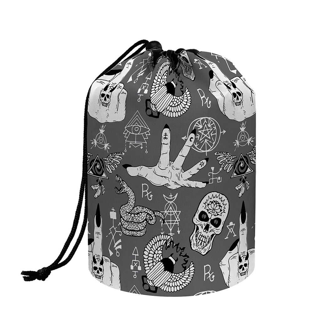 Gothic Wicca Curse Print Drawstring Makeup Bag