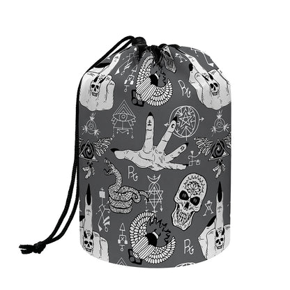 Gothic Wicca Curse Print Drawstring Makeup Bag
