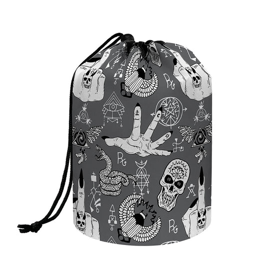 Gothic Wicca Curse Print Drawstring Makeup Bag