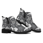 Gothic Wicca Curse Print Flat Ankle Boots