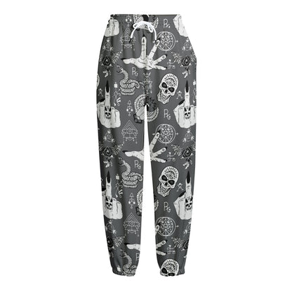 Gothic Wicca Curse Print Fleece Lined Knit Pants