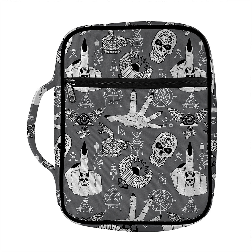 Gothic Wicca Curse Print Front Pocket Bible Bag