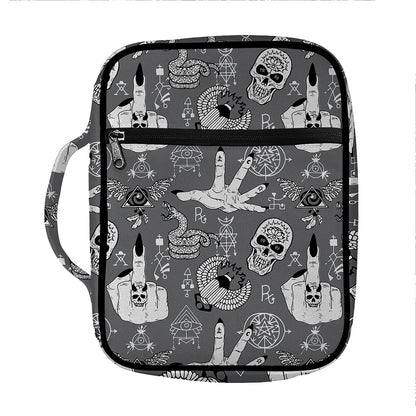 Gothic Wicca Curse Print Front Pocket Bible Bag