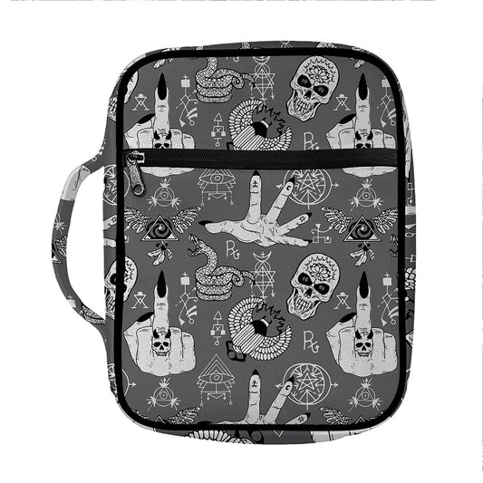 Gothic Wicca Curse Print Front Pocket Bible Bag