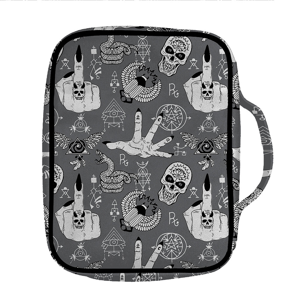 Gothic Wicca Curse Print Front Pocket Bible Bag